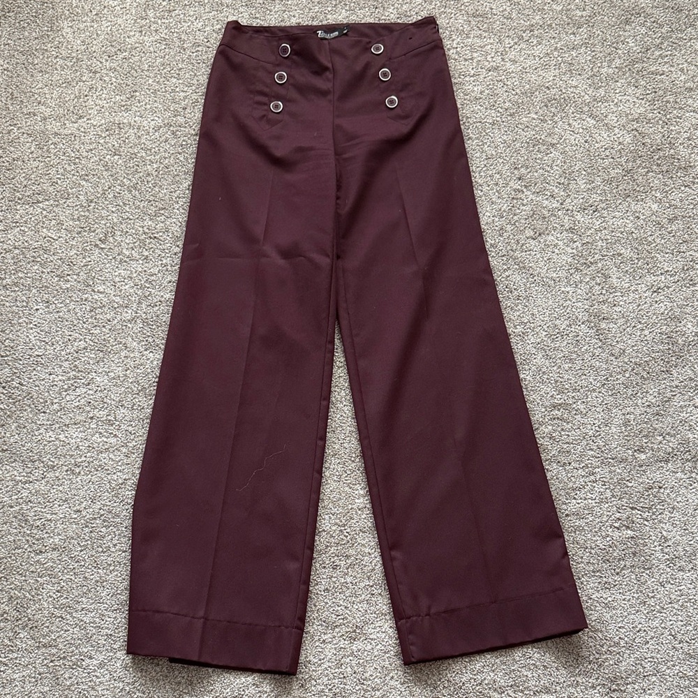 New York & Company Burgundy Wide-Leg Pants